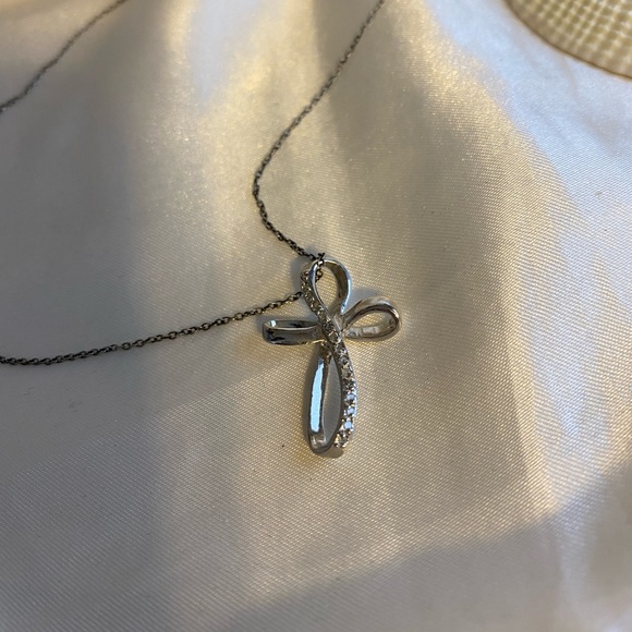 Diamond Crusted Cross Necklace - Picture 2 of 7